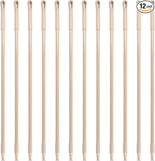 SPARTA 41225EC25 Fiberglass Broom Handle, Mop Handle, Replacement Handle With Acme Threaded Tip For Commercial Cleaning, 48 Inches, Tan, (Pack of 12)