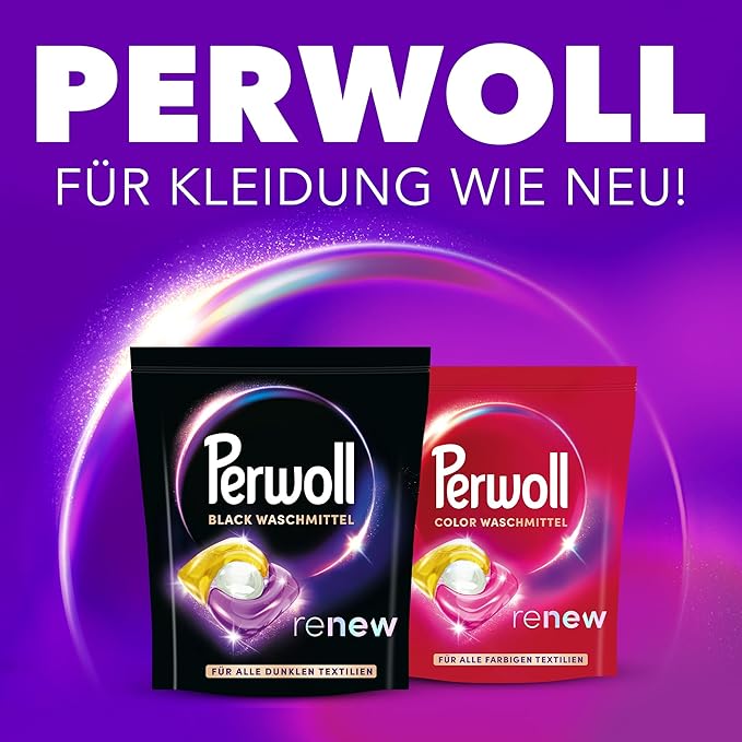 Perwoll Caps Black Detergent (19 Washes) | All-in-1 Detergent | Caps Gently Clean and Renew Colors & Fibers | For All Dark Textiles | With Triple-Renew Technology