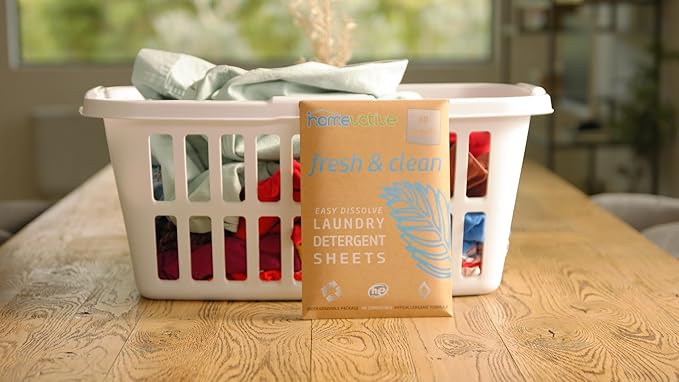 Homevative Laundry Detergent Sheets, 30 Sheets, Up to 60 Loads, Easy Dissolve, Fresh & Clean, Eco package, HE Compatible, Septic friendly, Great for travel, college, laundromat and at home