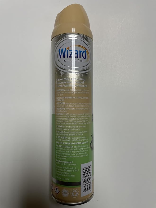 Wizard The Magic of Fresh | Odor Neutralizer & Air Freshener - 10 Oz. Fresh vanilla (Pack of 4) (Packaging May Vary)