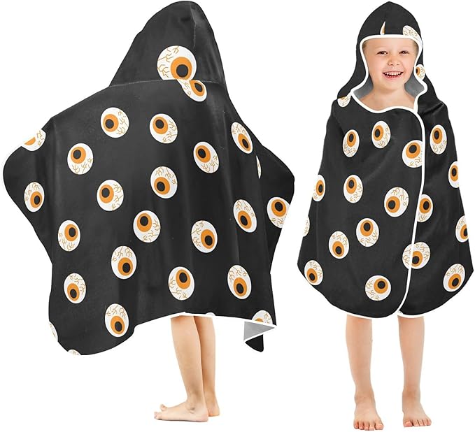 susiyo Kids Hooded Bath Towel Zombie Eye Beach Towel for Kids 23.5 x 50 Inch Microfiber Soft Absorbent Quick Dry Bath Swim Pool Towel Wrap Poncho Bathrobe with Hood for Kids Toddler