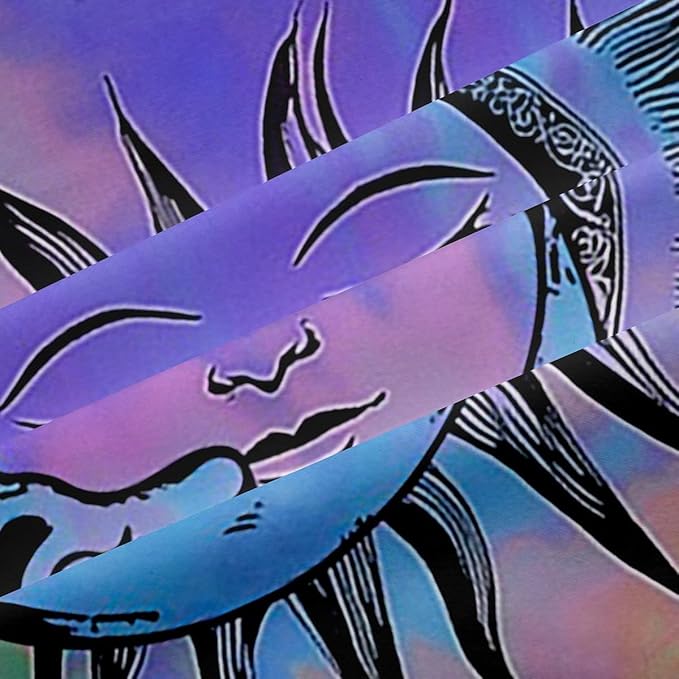 The Sun and Moon Bath Curtain Exotic Boho Shower Curtain for Kids Child,Watercolor Tie Dye Shower Curtain Stars Starry Sky 72"Wx78"L Tribal Psychedelic Teal Purple Bohemian Bathroom Accessories