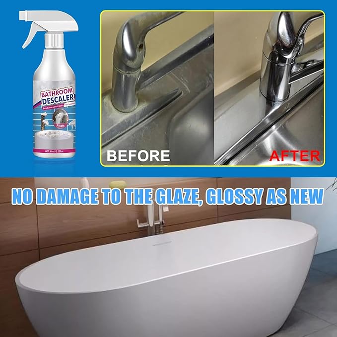 Bathroom Descaler Stubborn Stains Cleaner, Bathroom Descaler Cleaner, Bathroom Descaler Foam Cleaner, Jue Fish Bathroom Descaler, All Purpose Rinse Cleaning Foam for Bathroom (1Pcs)