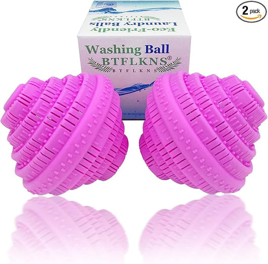 Eco-Friendly Laundry Balls, Premium Washing Ball, Add Double The Ceramic Balls Again, 2000 Times Super Laundry Balls, All Natural No-Chemical Detergent(Large,Pink)