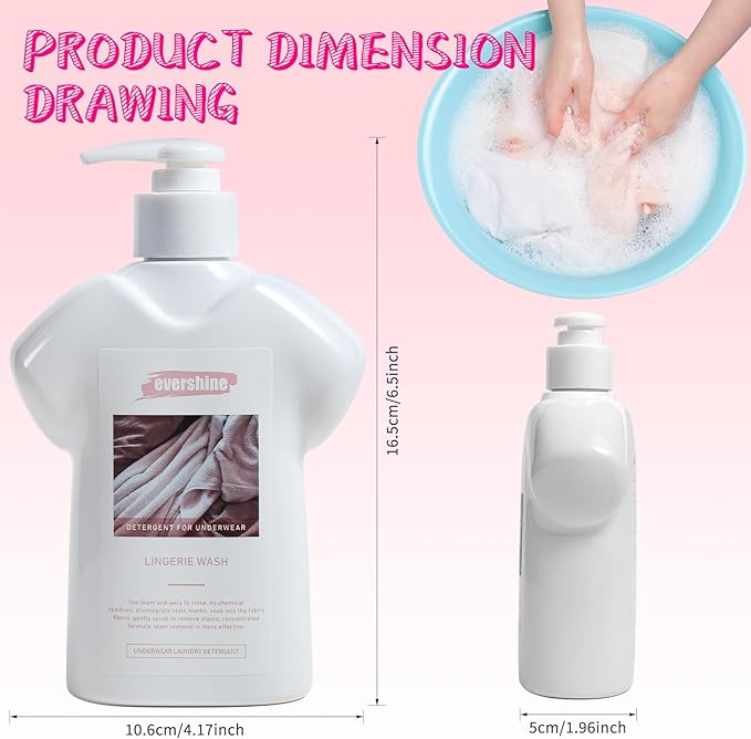 Lingerie Detergent - Double Concentrated, Lady Scented, Delicate Underwear Cleaning Liquid - 10.14 Fl Oz (1 Rose&vanilla)