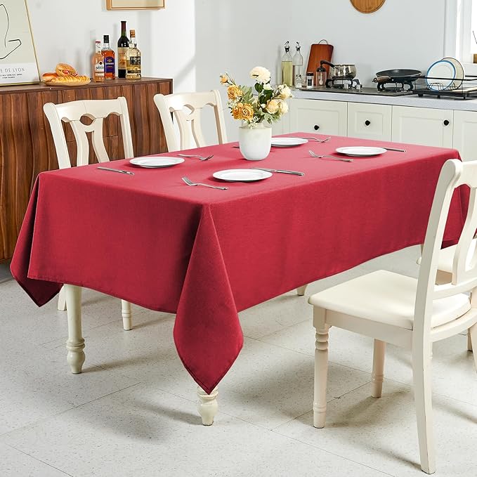 IVAPUPU Textured Linen Table Cloth for Rectangle Table Waterproof Fabric Tablecloth Rectangular Wrinkle Free Wipeable Dining Table Cover for Wedding/Birthday/Party/Holiday Decor, 60 x 104 Inch