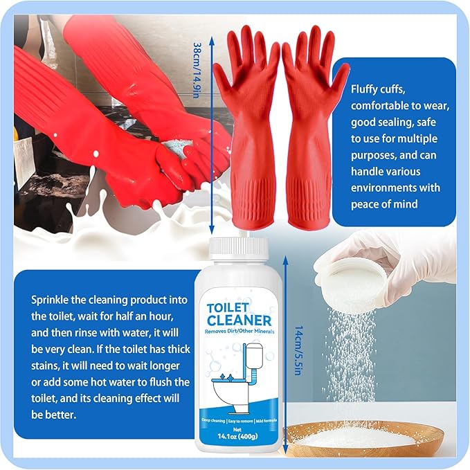 NLXCXUCY 9Pcs Pumice Stone Toilet Bowl Cleaning Brush Set with Long Cleaning Gloves Crevice Brush Powerfully Cleans Stain Hard Water Ring Calcium Buildup Rust for Cleaning Toilet Bathrooms