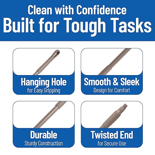 SPARTA 41225EC01 Fiberglass Broom Handle, Mop Handle, Replacement Handle With Acme Threaded Tip For Commercial Cleaning, 48 Inches, Brown, (Pack of 12)
