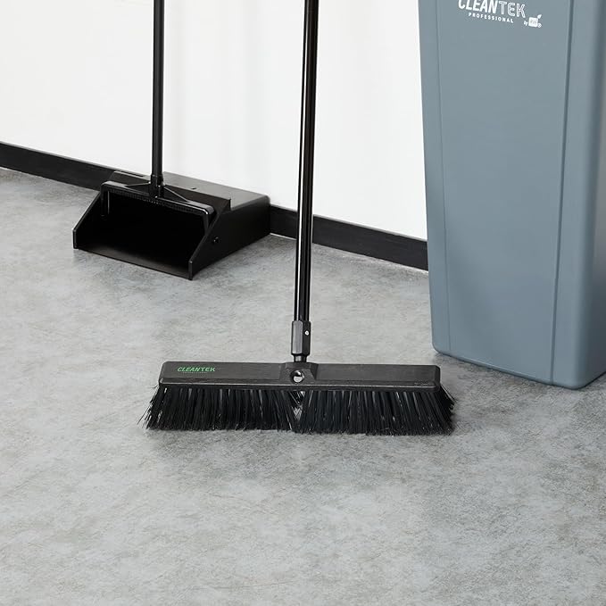 Restaurantware-BROOM HEAD ONLY: Clean Tek Professional 17.13-Inch Push Broom Head, 1 Heavy-Duty Cleaning Tool - Handle Sold Separately, Fine Flagged Bristles, Black Plastic, Outdoor Use