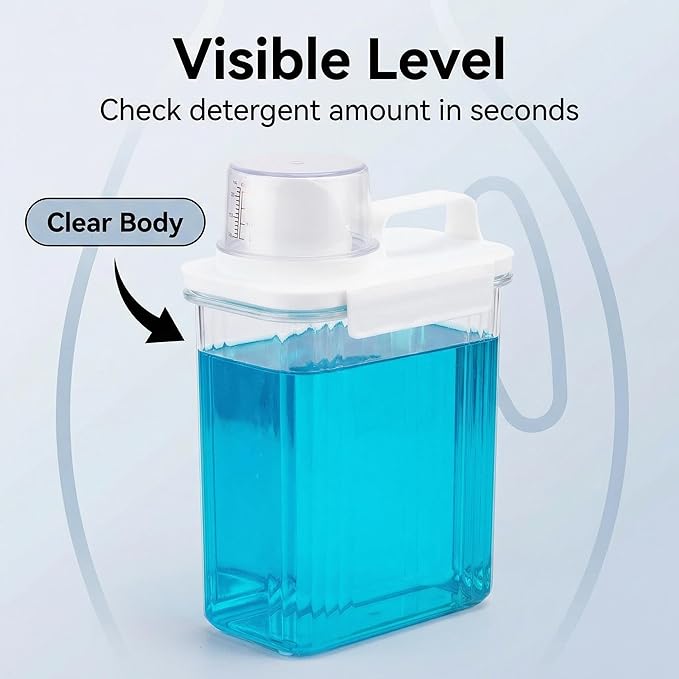 Laundry Detergent Dispenser-2 Pack, 51 oz Detergent Dispenser with 4 Removable Labels, Laundry Soap Dispenser for Laundry Room Organization and Storage, BPA Free & PET Plastic Clear
