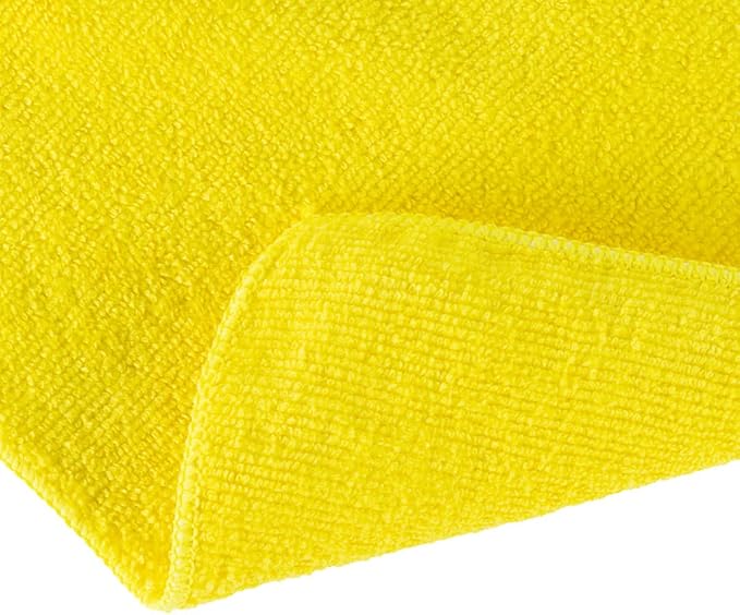 Restaurantware Clean Tek Professional 16 x 16 Inch Cleaning Cloths 100 Lint Free Microfiber Towels - Highly Absorbent Non Abrasive Yellow Microfiber Cleaning Rags Reusable For All Purpose Use