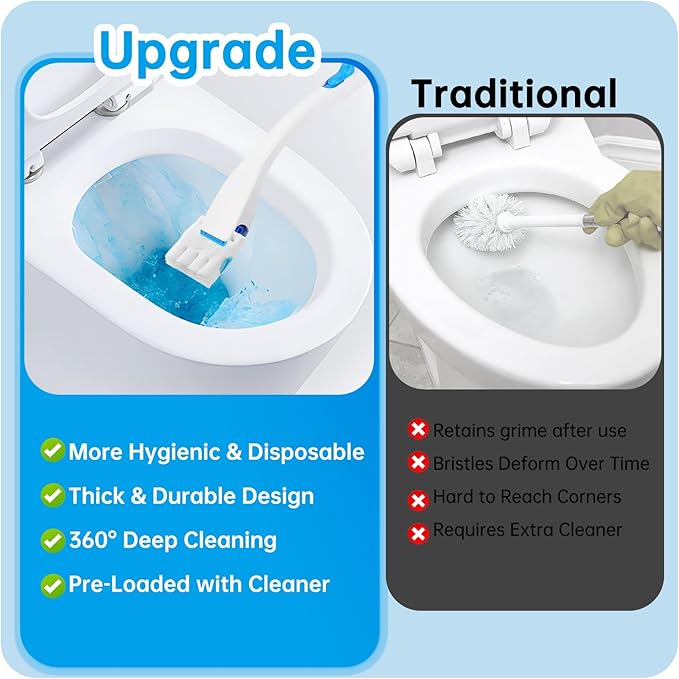 12 Pack Flushable Refills Compatible with Scrubbing Bubbles Toilet Bowl Brush, Disposable Cleaner Refills Pads for Scrubbing Bubbles Toilet Wand, Toilet Brush Refill Accessories (Only Pads)