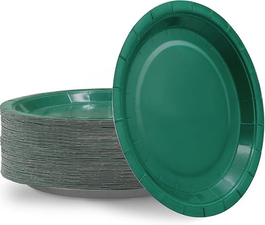 Green Paper Plates Bulk-Cake Plates Disposable Heavy Duty Dessert Plates 7 inch Paper Plates Green Disposable Plates for Appetizer Cake(50 count), Green7-50 pack