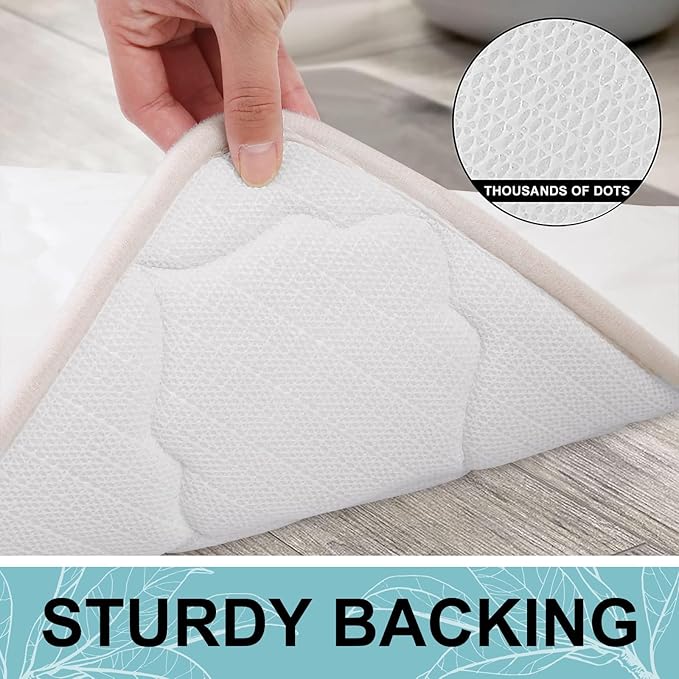 OLANLY Memory Foam Bath Mat Rug 44x24, Ultra Soft and Absorbent Bathroom Rugs, Non-Slip, Comfortable, Machine Washable Bath Carpet for Bathroom Floor, Tub, Shower and Home Decor Accessories, Ivory