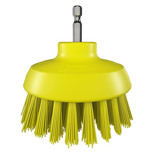 Vikan 8700 HyDrive Round Brush Ø90mm Very Hard Drill Cleaning Food Grade (Yellow)