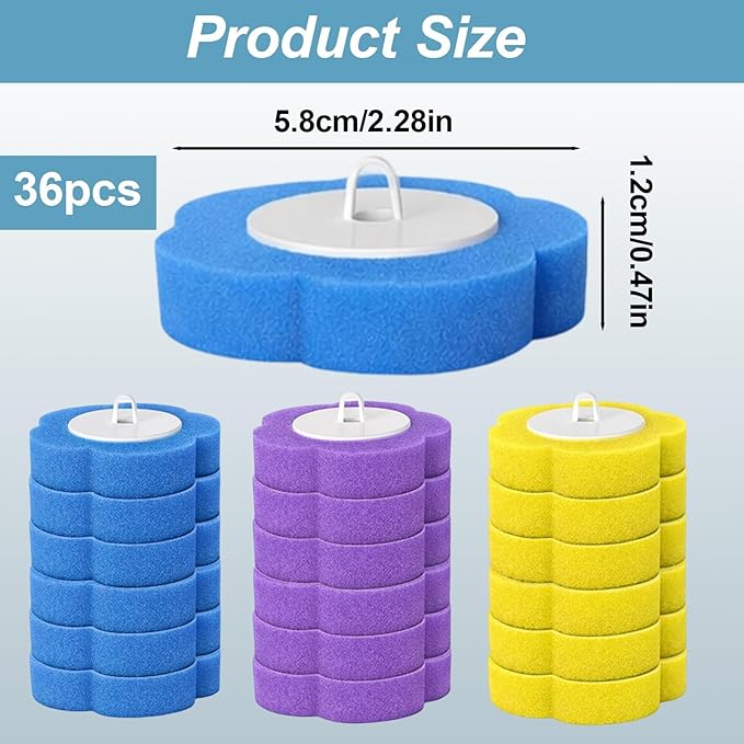 36PCS 2.28inch Disposable Toilet Bowl Cleaner Wand Refills, Toilet Wand, Hygienic Cleaning System for Modern Bathrooms, Easy to Use and Dispose
