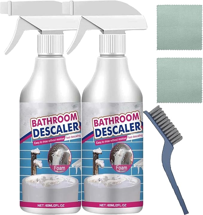 2.02 Floz Bathroom Descaler Foam Cleaner, 2025 New Bathroom Descaler Foam Cleaner Spray, All Purpose Rinse Cleaning Foams Spray, For Toilet Bath Shower Glass Sink Cleaner (1, 2pcs)