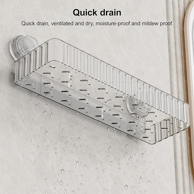 Shower Caddy Suction Cup Bathroom Shower Organizer for Bathroom Storage & Home Decor & Kitchen No Drilling Large Capacity Removable and Reusable Shower Shelves for Inside Shower. (clear, square)