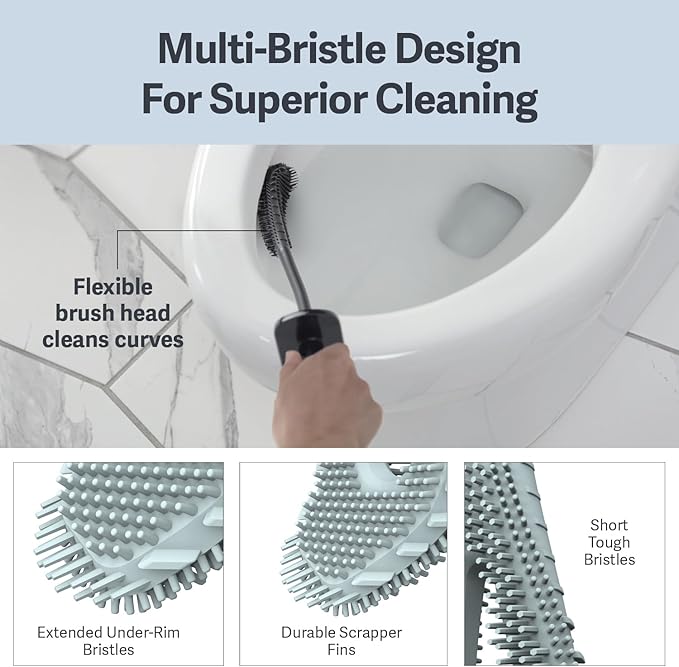 Casabella Hygienic Toilet Bowl Brush with Caddy, Black