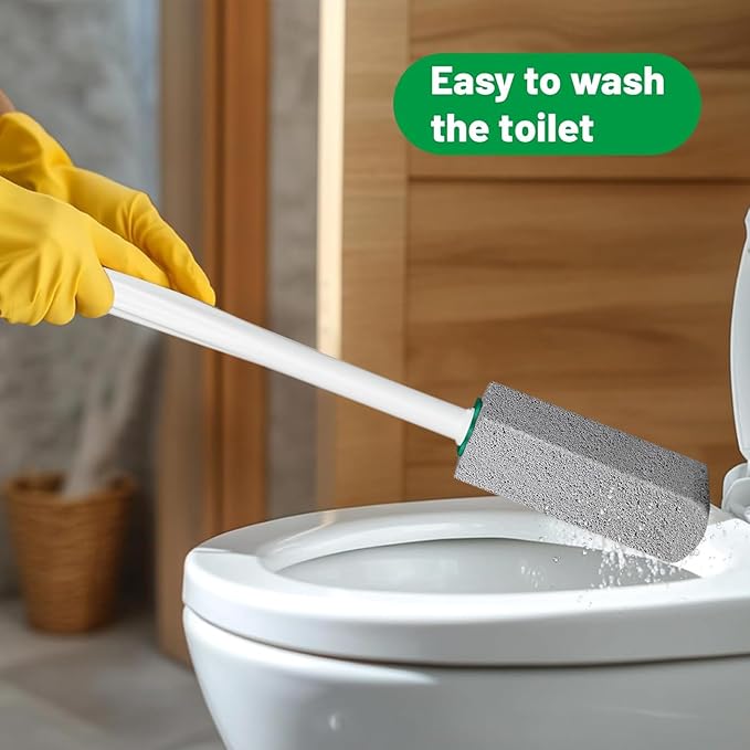 Pumice Stone Toilet Bowl Cleaner,Pumice Stone with 11.8 Inch Long Handle for Toilet,Bathtubs, Grills,Swimming Pools,Sinks Cleaning (2 Pack)