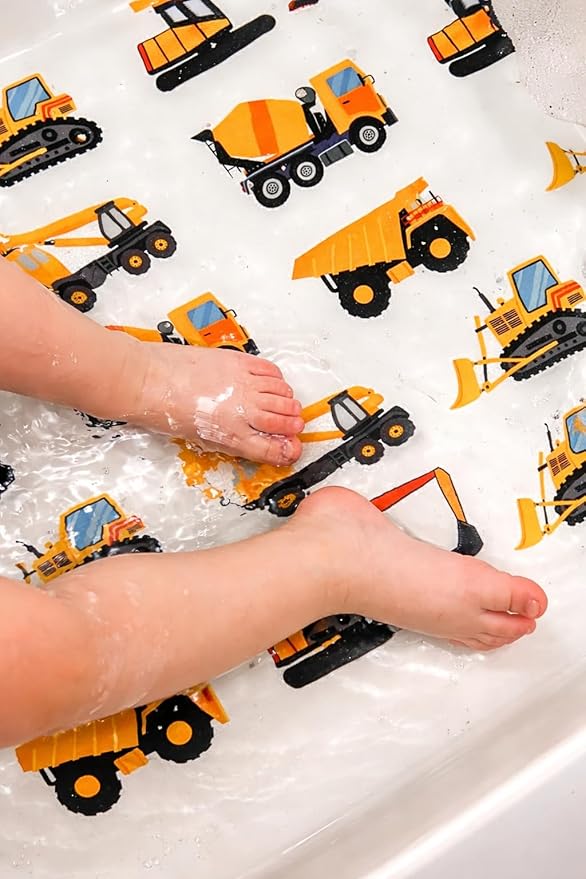 Construction Vehicle Bath and Shower Stickers, Slip Resistant Grip Stickers for Kids, (Pack of 5)