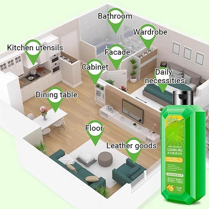 Powerful Multifunctional Cleaner, Multipurpose Concentrate Cleaner, Multi-Scene Household Strong Decontamination Cleaning Milk, Effectively Remove Stains and Dirt On Various Surfaces