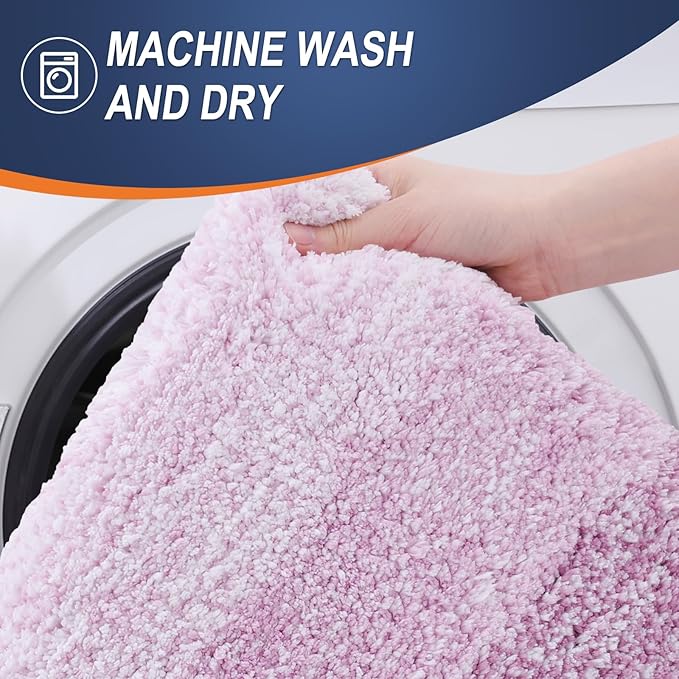 OLANLY Bathroom Runner Rugs Mat 59x17, Extra Soft Absorbent Microfiber Bath Rugs, Rubber Backing, Quick Dry, Long Bath Mats for Bathroom, Tub and Shower, Home Decor Accessories, Pinkish-Purple