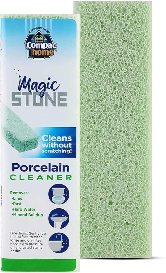 Compac Home Magic-Stone Porcelain Cleaning Stick - Toilet Bowl Cleaner, Handy Toilet Cleaner Easily Scrubs/Removes Stubborn Lime Stains from Porcelain or Bathroom Fixtures, 2 Count
