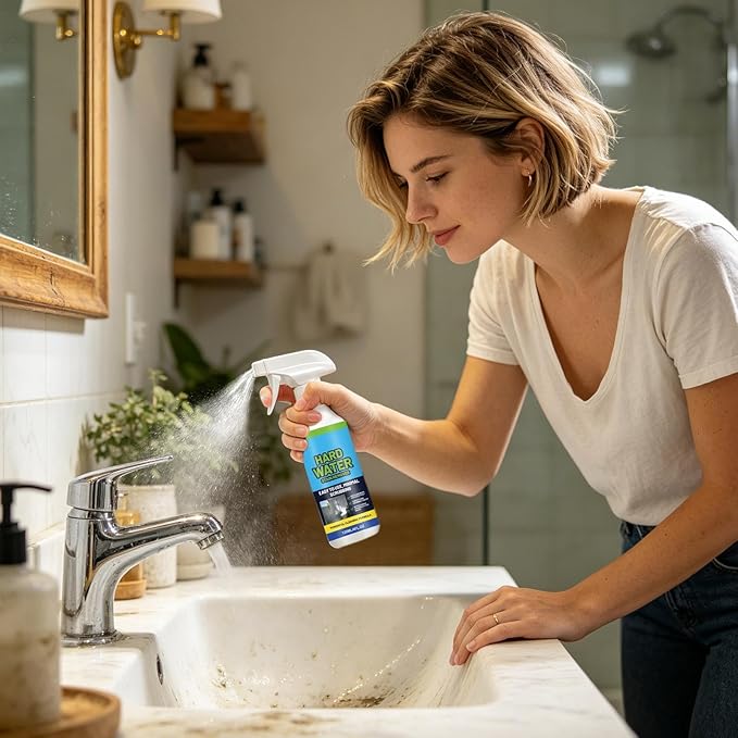 Bathroom Cleaner - Water Spot Remover, No Scrub Scale Cleaners with Fast Dissolving Formula, Liquid Glass Cleaner for Mirror Faucet surfaces, Household Cleaning Agent, Stain Remover for Apartment