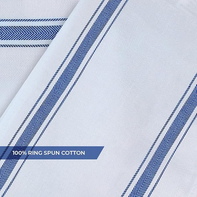 Avalon Kitchen Dish Towels Set (Value Pack of 15) Size 15x25 Inch, 100% Cotton Soft & Absorbent Kitchen Towels, Tea Towels, Reusable Cleaning Cloths for Household Cleaning (Blue)