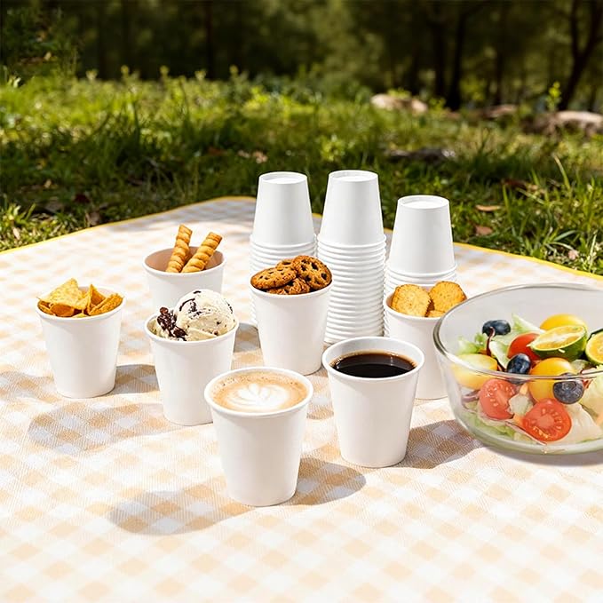 200 Pack 3 oz White Paper Cups, Bathroom Cups Disposable, Moushwash Cups for Snack Water, Juice, Candy Ideal for Party Bathroom and Office