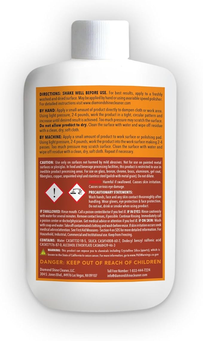 Diamond ShineProfessional Hard Water Cleaner - Lime, Calcium, Rust, Water Spots, Soap Scum - 10 Ounces