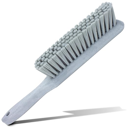 SPARTA Handheld Soft Counter Brush 8 Inch Bristle Span, Multi-Use Dust Brush with 5 Inch Handle for Tables, Countertops, and Delicate Surfaces, Polyester, Gray