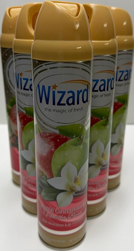 Wizard The Magic of Fresh | Odor Neutralizer & Air Freshener - 10 Oz. Apple cinnamon/vanilla bean.(Pack of 6) (Packaging May Vary)
