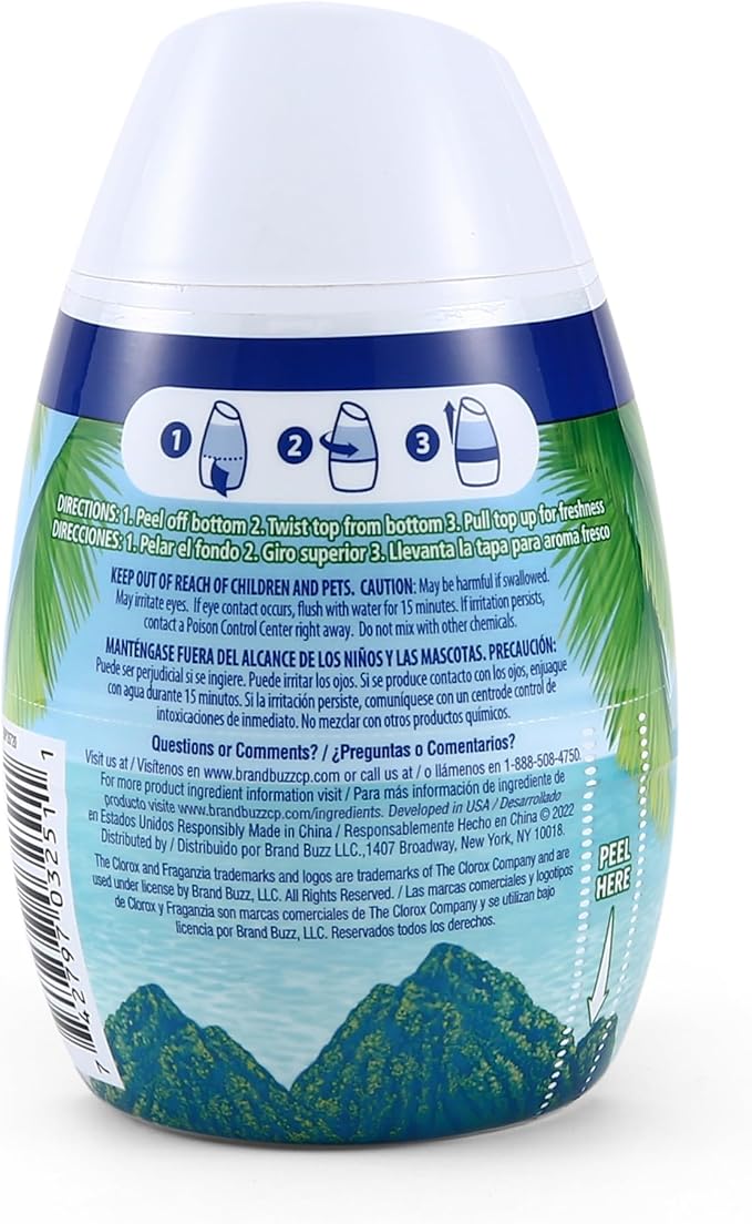 Clorox Fraganzia Gel Air Freshener Cone, Island Orchid Scent - No-Plug, Battery-Free Air Freshener for Small Rooms, Closets, Kitchens, Bathrooms, Offices and More, 6 Ounce - 12 Pack