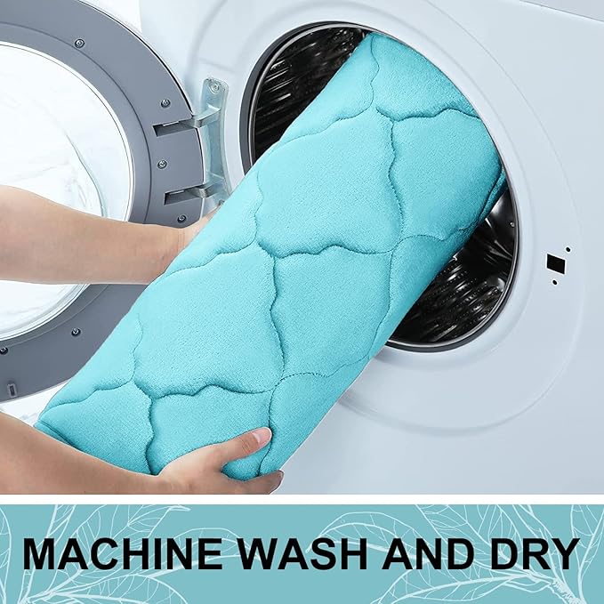 OLANLY Memory Foam Bath Mat Rug 44x24, Ultra Soft and Absorbent Bathroom Rugs, Non-Slip, Comfortable, Machine Washable Bath Carpet for Bathroom Floor, Tub, Shower and Home Decor Accessories, Sky Blue
