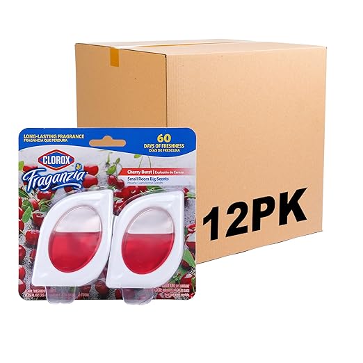 Clorox Fraganzia Small Rooms Air Freshener, Cherry Burst - Peel & Place, No-Plug, Battery-Free for Closets, Laundry Room, Entry Way, Bathroom, Locker, 0.25 Fl Oz Each, 2 Count - 12 Pack