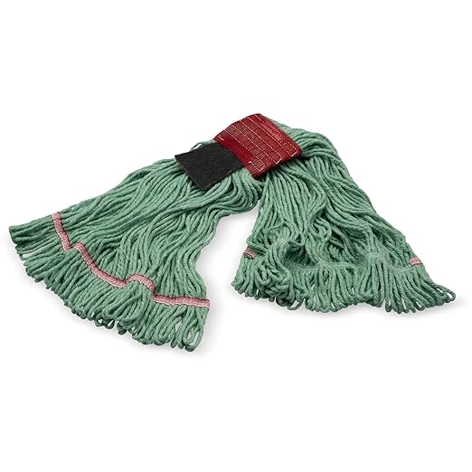 SPARTA Flo-Pac Acrylic Mop Head, Loop-Ended, Wide Band with 5" Red Band with Scrubber for Organized Cleaning, Large, Red