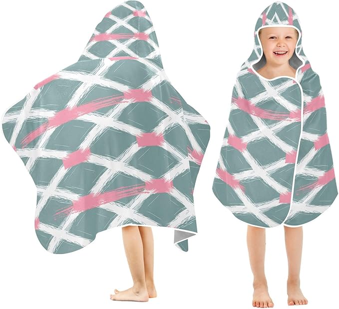 CEBUGI Textured Pattern Hooded Bath Towel for Kids Absorbent Soft Bath Towel Wrap with Hood 50x23.5in Pool Beach Shower Towel for Boys Girls