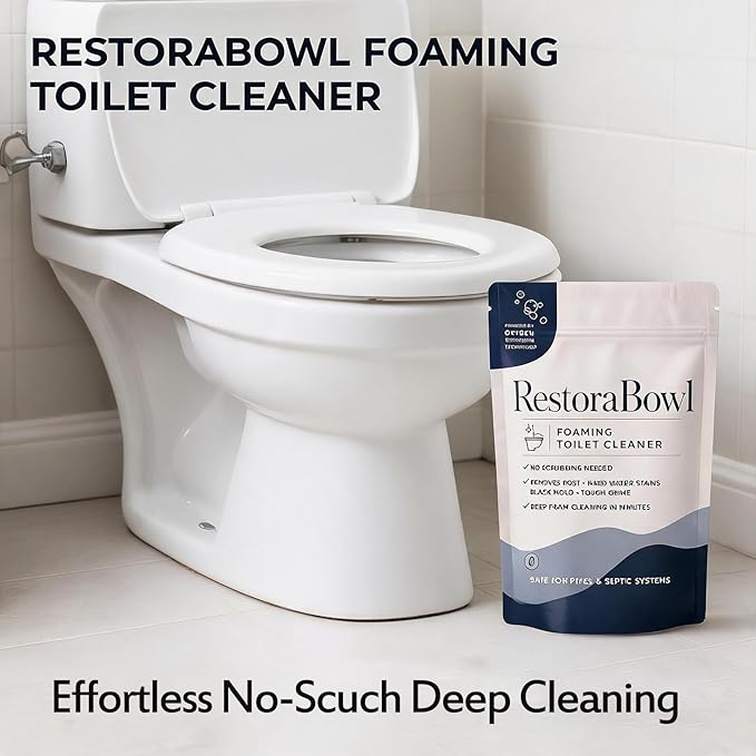 Restorabowl Foaming Toilet Cleaner, Powerful Oxygen-Foam, No Scrubbing, Not Damage the Pipes