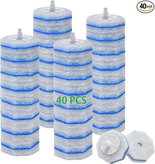 40 Count Toilet Brush Wand Refills Fits Clorox Wand, 3X Cleaning Exclusive Upgrade Formula Disposable Toilet Bowl Wand Refills, No Falling Apart, Fits Most Brand Toilet Brushes Cleaning Systeam