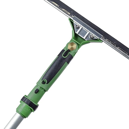Unger Commercial ErgoTec® SwivelLoc Squeegee Handle, 0° Angle, Green/Black, Case of 5 – Ergonomic Swivel Handle for Low Window Cleaning LS000
