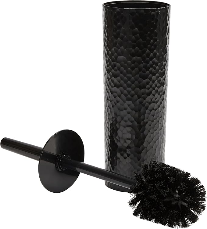 Bath Bliss Toilet Brush | Hammered Textured Design | 360 Degree Bristle Brush | Bathroom Cleaning | Contemporary Design | Black