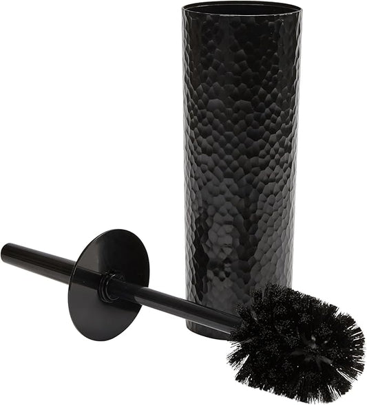 Bath Bliss Toilet Brush | Hammered Textured Design | 360 Degree Bristle Brush | Bathroom Cleaning | Contemporary Design | Black
