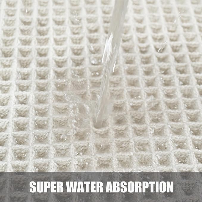 Waffle Bathroom Rugs, Non Slip Absorbent Waffle Knit Bath Mat for Shower Floor, Tub and Bathroom Door, Ultra Soft Quick Dry, Cream White, 17''x24''
