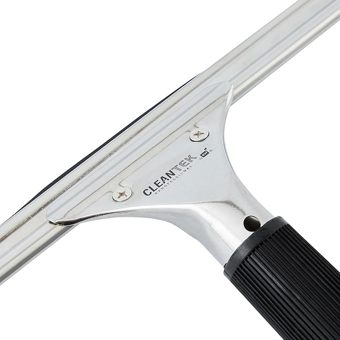 Restaurantware-Clean Tek Professional 13.78 Inch Window Squeegee, 1 Cleaning Squeegee with Rubber Blade - No-Slip Handle, Clean Mirror Or Car Windshield, Stainless Steel Wiper for Glass Door