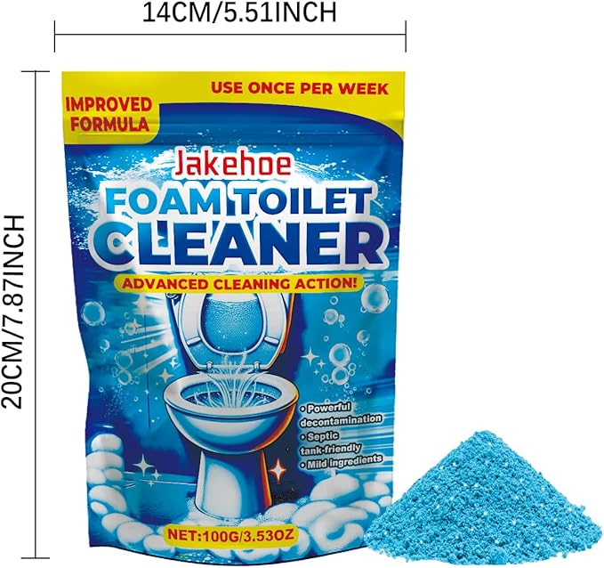 Foam Toilet Cleaner, Advanced Formula, Septic Safe；Self Activating Miracle Powder for Toilet Bowl Cleaning-2Pack
