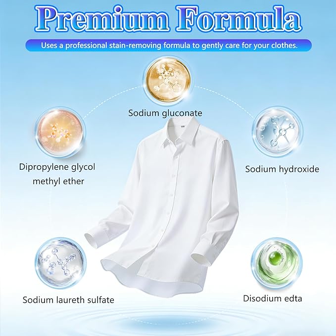 Clothing Emulsifier Stain Remover, Non-Ionic Laundry Pre-Treatment,Portable Solution - Natural Clothing Emulsifier,Easy Application, For Picnic Sports Outdoor Family Home(300ML-10Floz)
