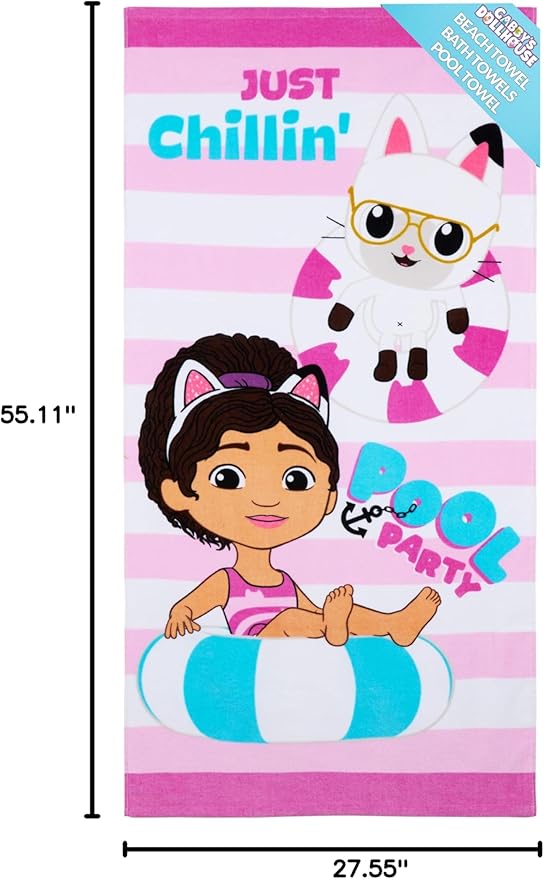 Gabby's Dollhouse Beach Towel for Kids Toddlers Quick Dry Towel for Pool Beach Bath Swimming Travel Essentials 55 x 28"
