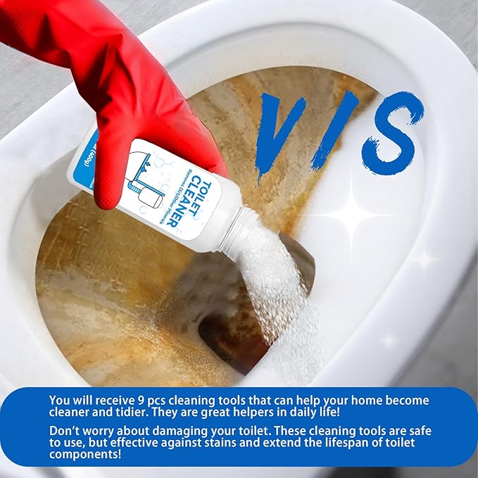 NLXCXUCY 9Pcs Pumice Stone Toilet Bowl Cleaning Brush Set with Long Cleaning Gloves Crevice Brush Powerfully Cleans Stain Hard Water Ring Calcium Buildup Rust for Cleaning Toilet Bathrooms